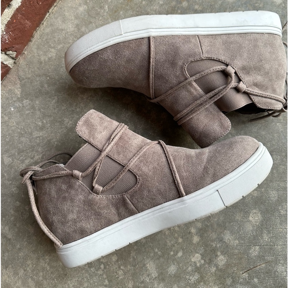 Taupe Suede Sneakers - Picture 1 of 7